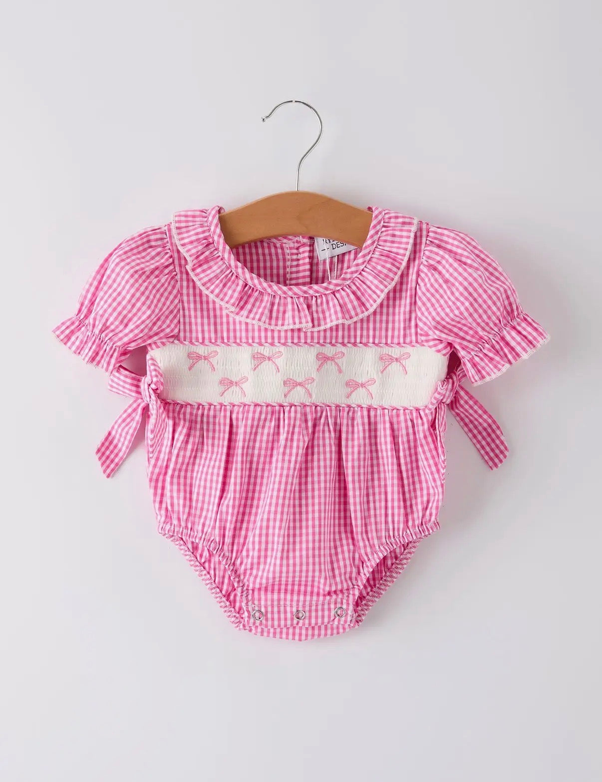 Pretty in Pink Bow Smocked Bubble
