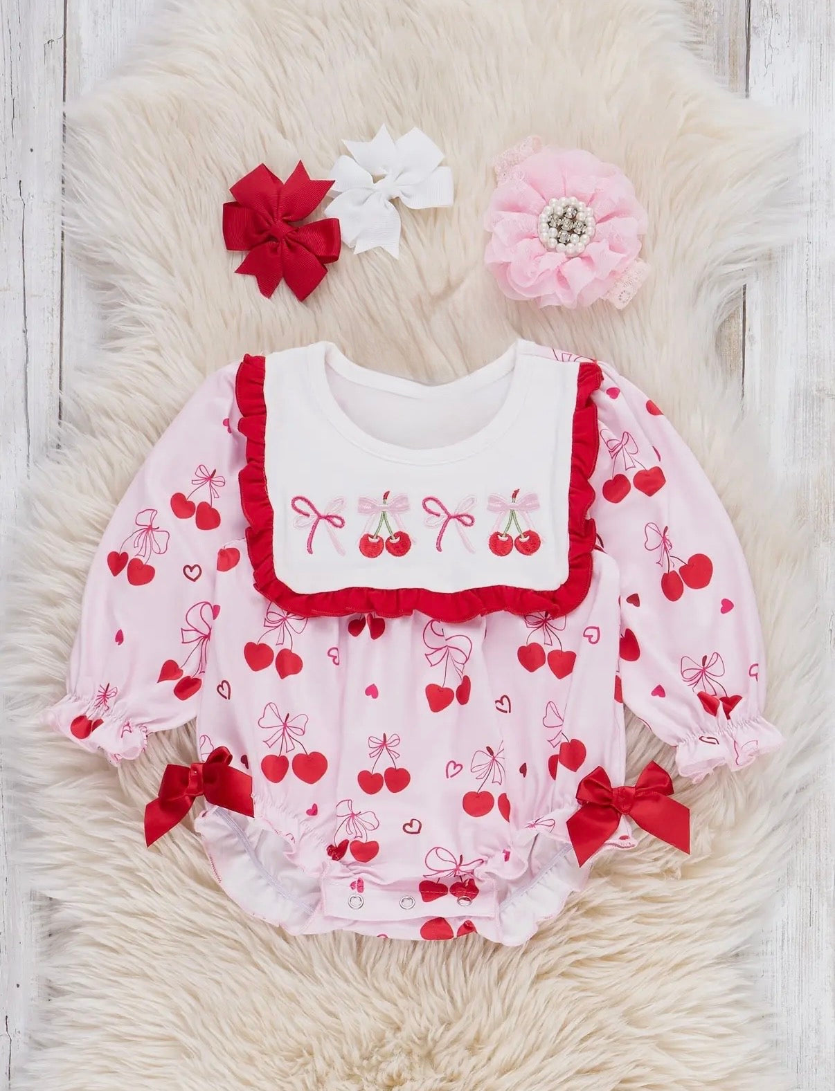 Sweet Cherry Darling Bubble Romper