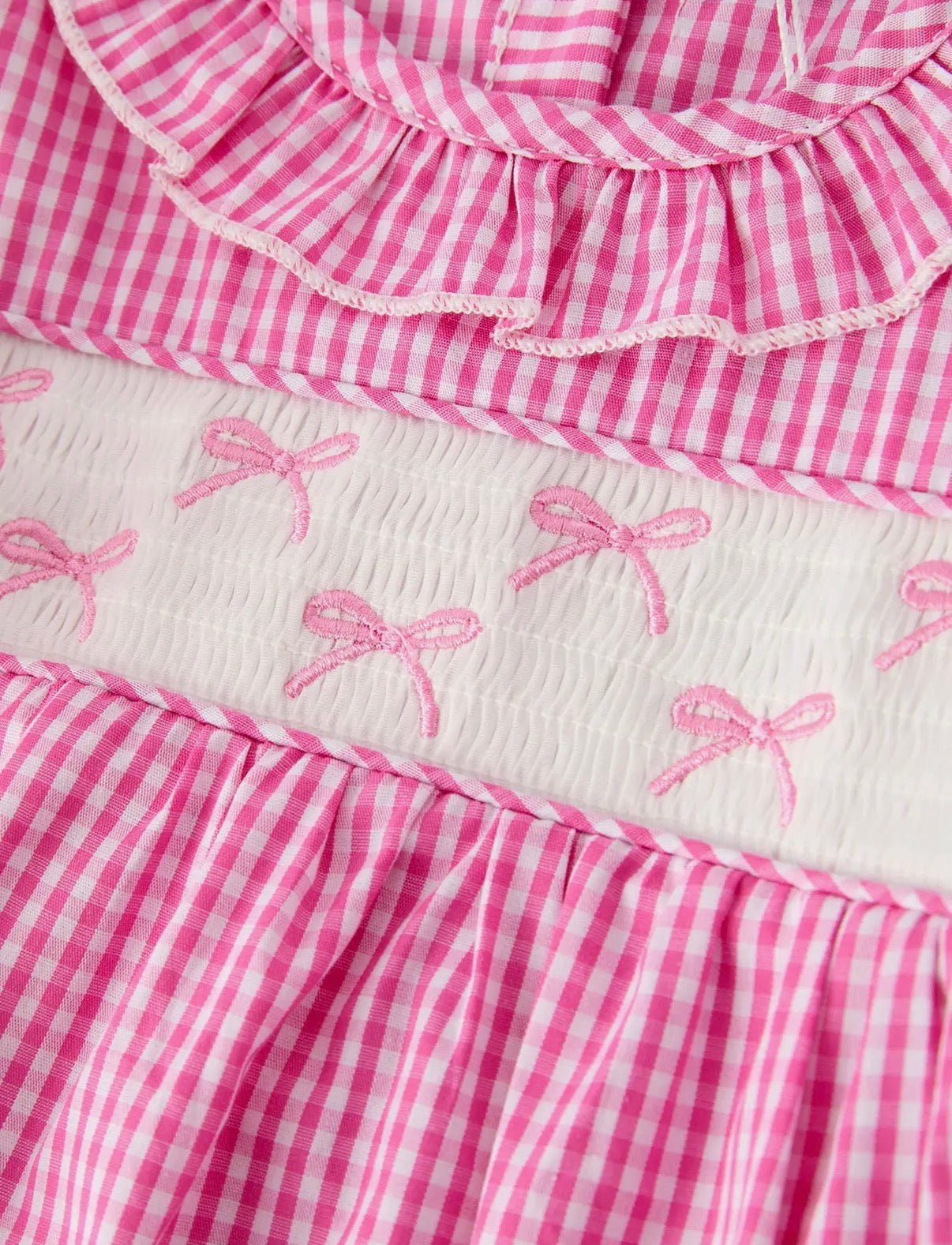 Pretty in Pink Bow Smocked Bubble
