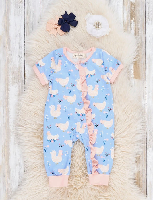 Little Spring Chick Ruffle Zip Romper